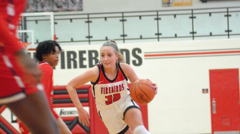 Lakota West freshman Kathryn Fox drives to the hoop during a game against Fairfield on Wednesday, Nov. 30, 2022. Chris Vogt/CONTRIBUTED