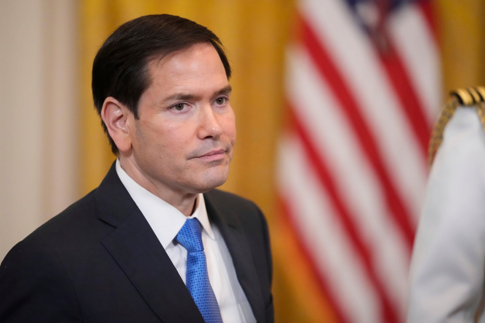 Secretary of State Marco Rubio attends an event to promote President Donald Trump's domestic policy and budget agenda in the East Room of the White House, Thursday, June 26, 2025, in Washington. (AP Photo/Mark Schiefelbein)