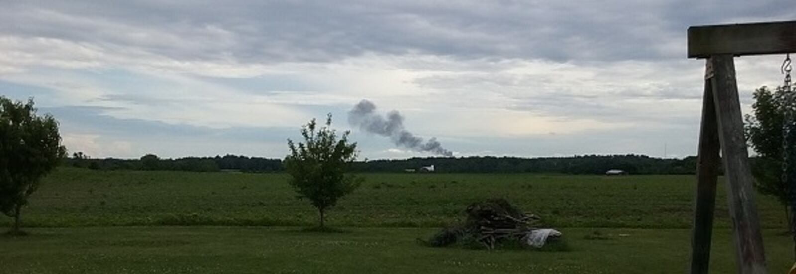 Smoke from a barn fire Thursday evening, June 15, 2017, in Madison Twp., Butler County, could be seen from the Germantown area of Montgomery County. CONTRIBUTED