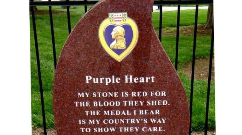 The Military Order of the Purple Heart plans to install a monument similar to this one in Hamilton’s Veterans Park. CONTRIBUTED