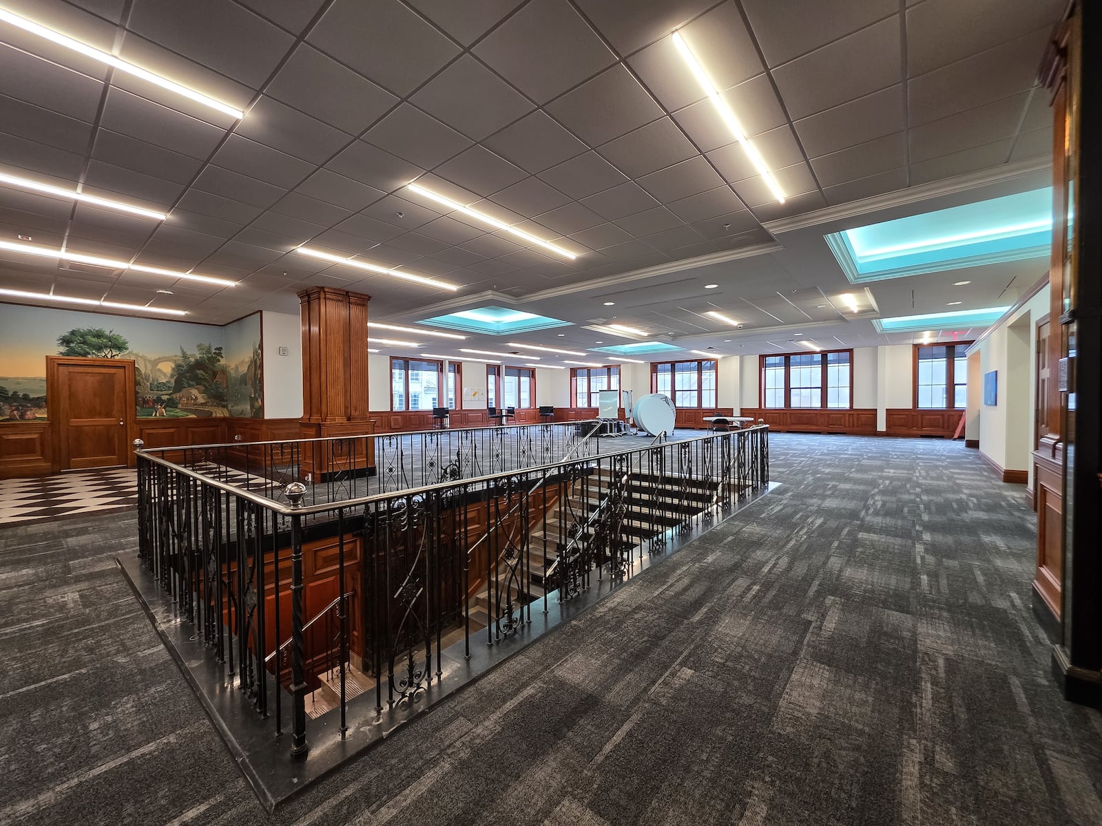 First Financial Bank is renovating its historic 300 High St. building in Hamilton, including preserving rare French wallpaper discovered during the project. The updated space will also feature a new public Community Room and a history wall highlighting the bank’s legacy. NICK GRAHAM/STAFF