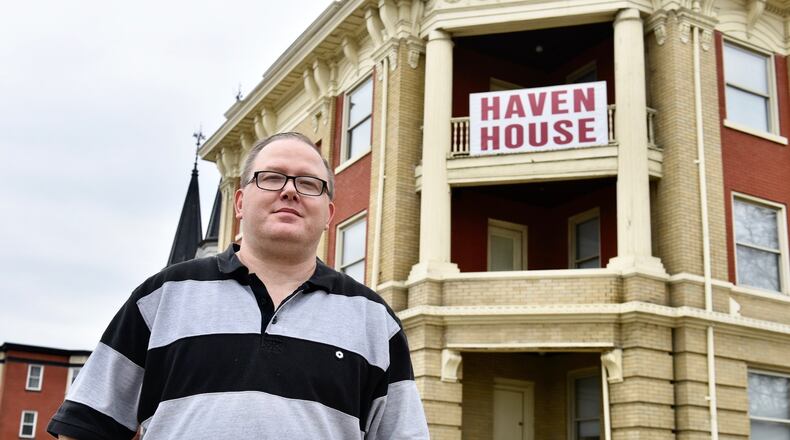 Jesse Gregory, 42, works at Haven House in Hamilton as weekend supervisor and fills in on other shifts as necessary doing maintenance, answering phones, cooking and other jobs. He and his daughter were homeless a few years ago and they lived in the building s shelter rooms. NICK GRAHAM/STAFF