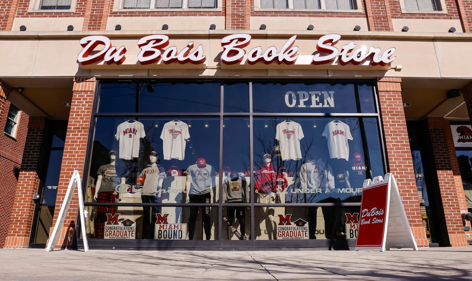Miami University merchandise has been a hot item at DuBois Book Store in Oxford with basketball teams and hockey teams drawing large crowds. NICK GRAHAM/STAFF