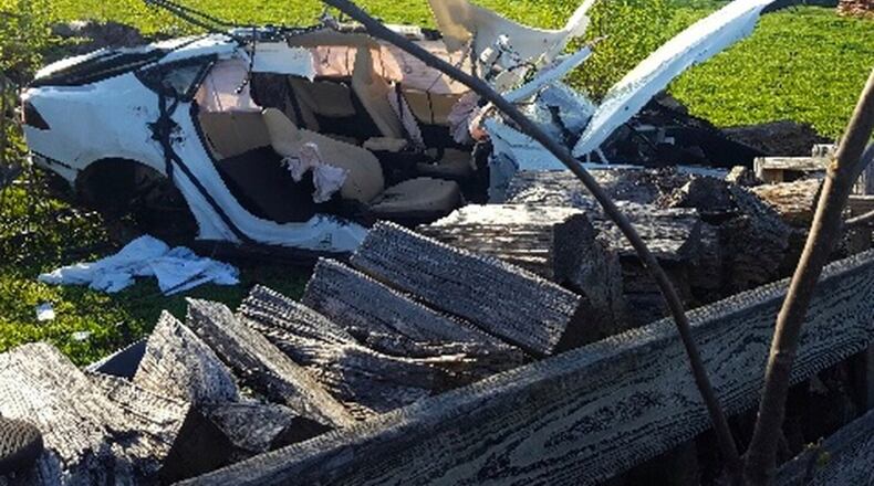 The Butler County Sheriffs Office said Chynna Brandon was driving this 2013 Tesla when it veered off the right side of Millikin Road. Brandon over-corrected the car, then drove it into a ditch before hitting a telephone pole, according to the accident report. One backseat passenger, Kaylie Jackson, 17, a senior at Monroe High School, died from her injuries. Brandon and two passengers Tanner Allford, 17, and Mitchell Foster Jr., 18 were treated at University of Cincinnati Medical Center, then released. WCPO