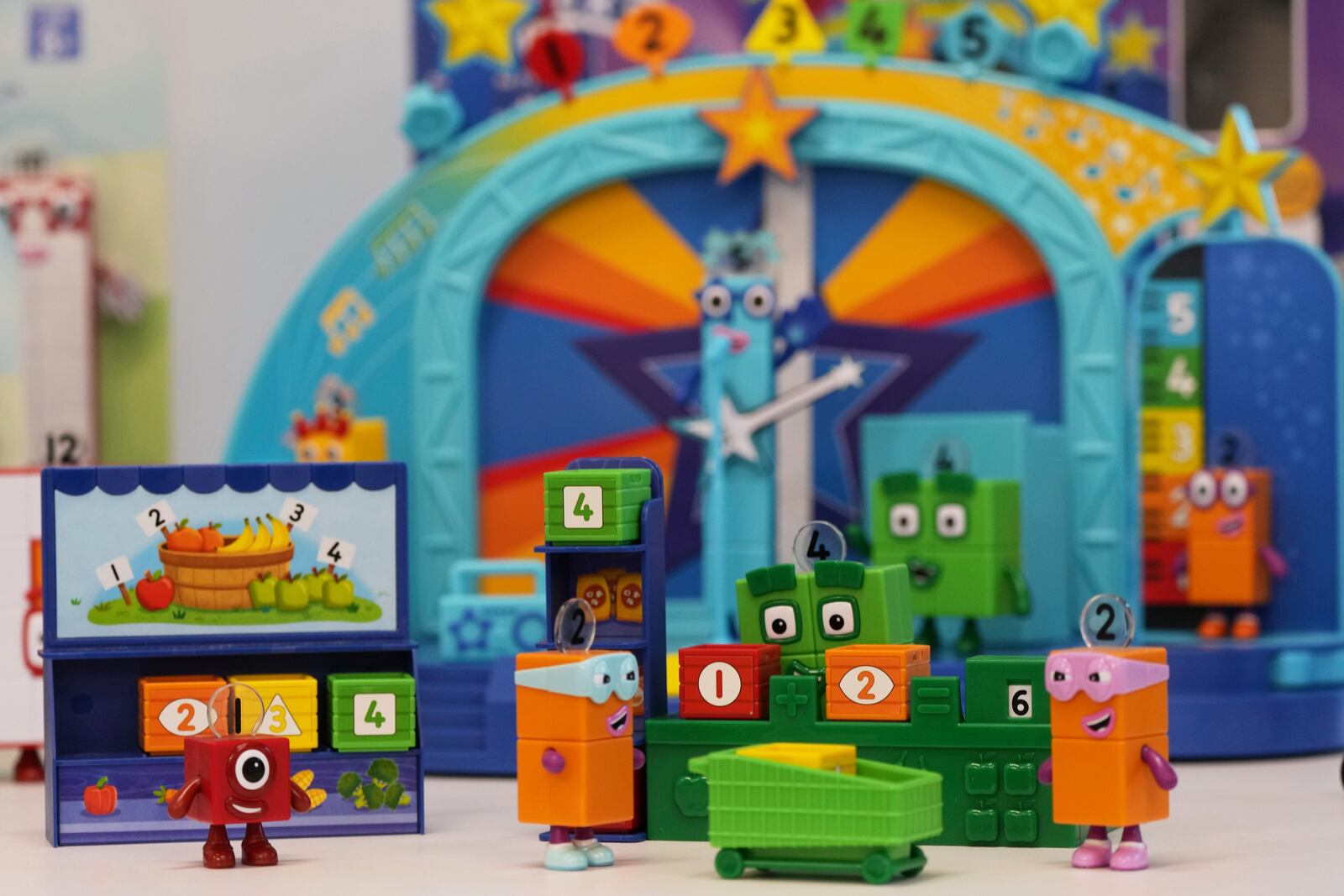 Products of Learning Resources, an educational toy company whose products are manufactured in China, are shown at a showroom in Vernon Hills, Ill., Friday, April 11, 2025. (AP Photo/Nam Y. Huh)