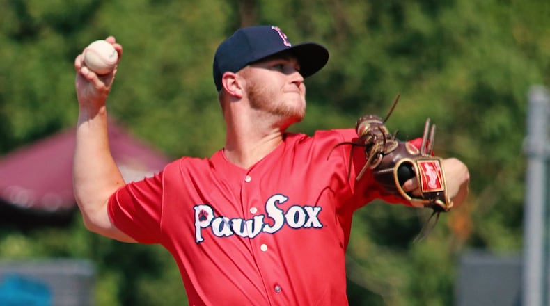 Travis Lakins has made three relief appearances since joining the Triple-A Pawtucket PawSox this summer and hasn’t allowed an earned run in four innings through Friday’s games. PHOTO COURTESY OF THE PAWTUCKET PAWSOX