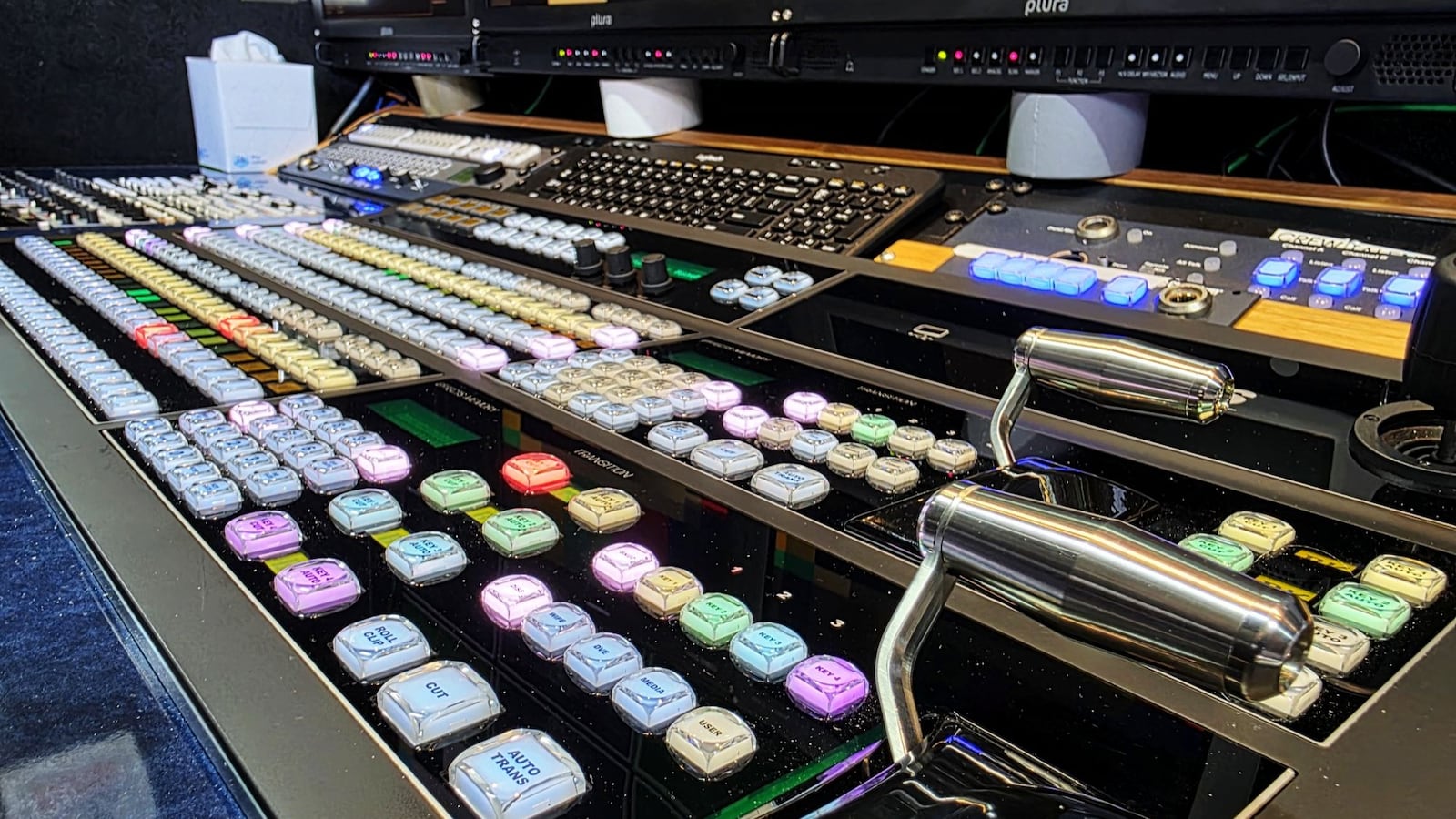The state-of-the-art TV production van has room for up to six people working on audio, replay, direction and more. NICK GRAHAM/STAFF