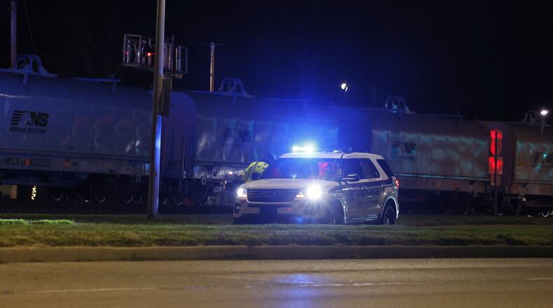 Police on the scene after a train crashed into a vehicle in Middletown on March 28, 2024 | Nick Graham, Staff