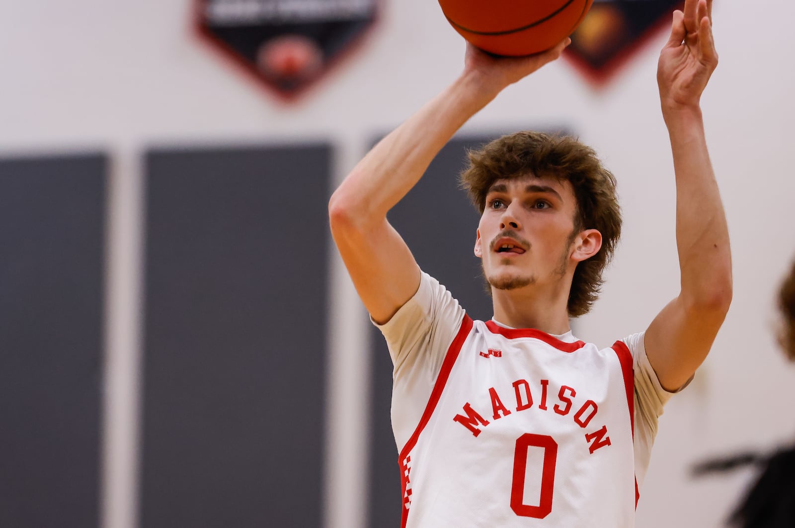 Madison's Logan Buddo shoots a free throw during their basketball game Friday, Dec. 26, 2025 at the Brian Cook Classic basketball tournament at Madison High School. Madison defeated Lockland 65-40. NICK GRAHAM/STAFF