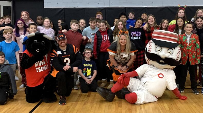 The importance of preventing student bullying brought the Cincinnati Reds’ beloved mascot to a Fairfield school as part of a new anti-bully program. The Mr. Redlegs mascot recently made a visit to Fairfield Creekside Middle School and was joined by another costumed character – Bully the Bull – as part of lessons to teach students how to avoid and prevent bullying. (Provided)