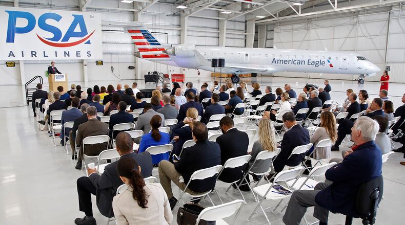 PSA Airlines hosted the Dayton Area Chamber of Commerce town hall with major party candidates in the Ohio governor’s race. PSA has 3,800 employees nationally operating more than 750 daily flights. TY GREENLEES / STAFF