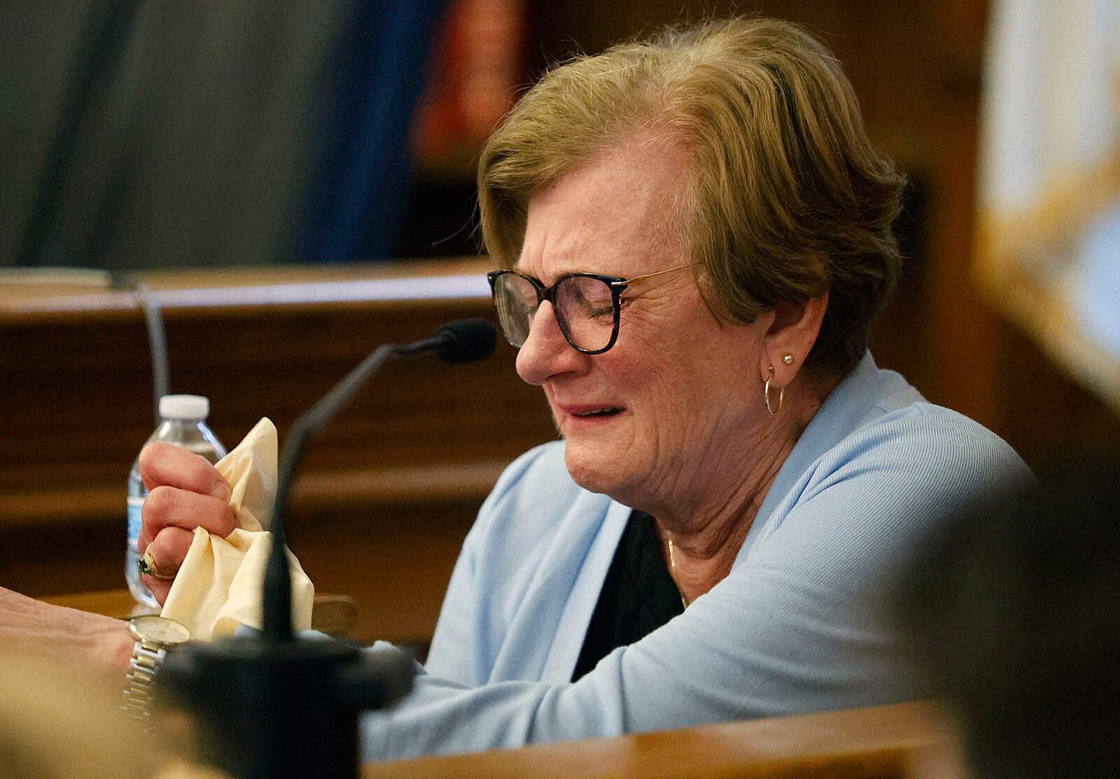 John O'Keefe's mother Peggy recounts hearing about her sons death during the Karen Read trial in Norfolk Superior Court at Dedham, Mass., on Wednesday, April 23, 2025 (Greg Derr/The Patriot Ledger via AP, Pool)