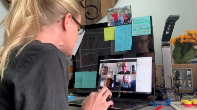 Lakota Schools' 1st grade Christa MacFarlane has converted her home into a digital learning center as part of the district's Virtual Learning Option (VLO). MacFarlane says the online program, which was forced by the coronavirus this school year, is different from in-person instruction but can keep students on track academically. (Provided Photo\Journal-News)