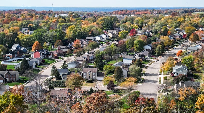 Butler County property tax bills are online now. Property taxes are paid in arears, so the bills reflect taxes accrued in 2025. This photo shows an aerial view of a Monroe neighborhood. FILE