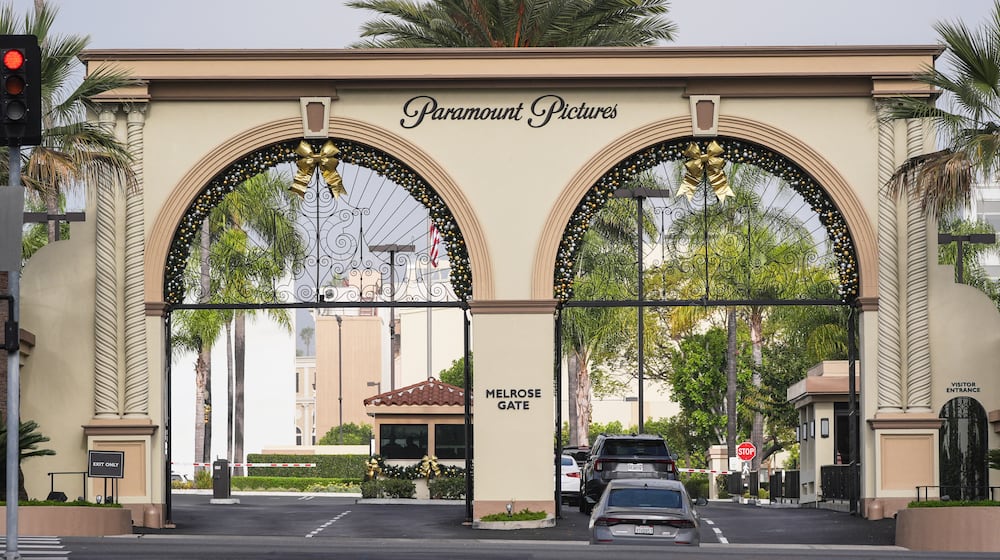 FILE - Vehicles enter Paramount Pictures in Los Angeles on Dec. 17, 2025. (AP Photo/Jae C. Hong, File)