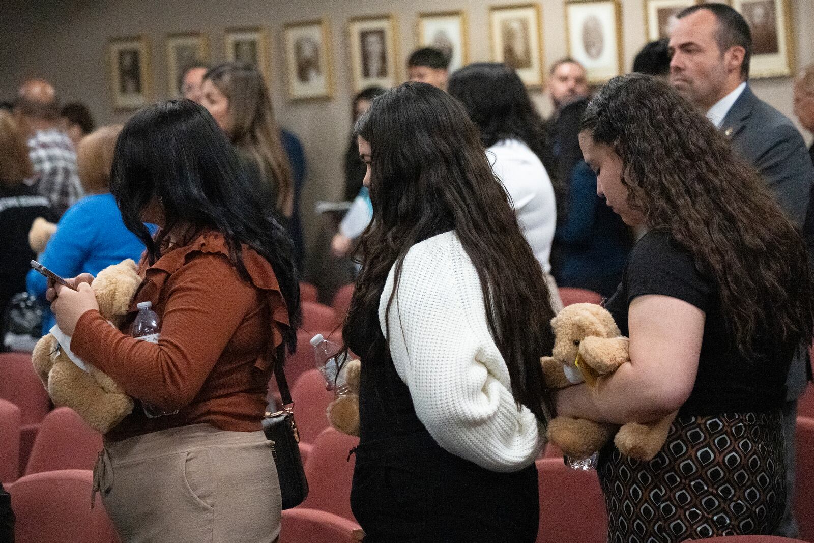 Family members leave the court after a hearing for Patrick Crusius at the Enrique Moreno County Courthouse in El Paso, Texas, Monday, April 21, 2025. (Omar Ornelas/Pool Photo via AP)