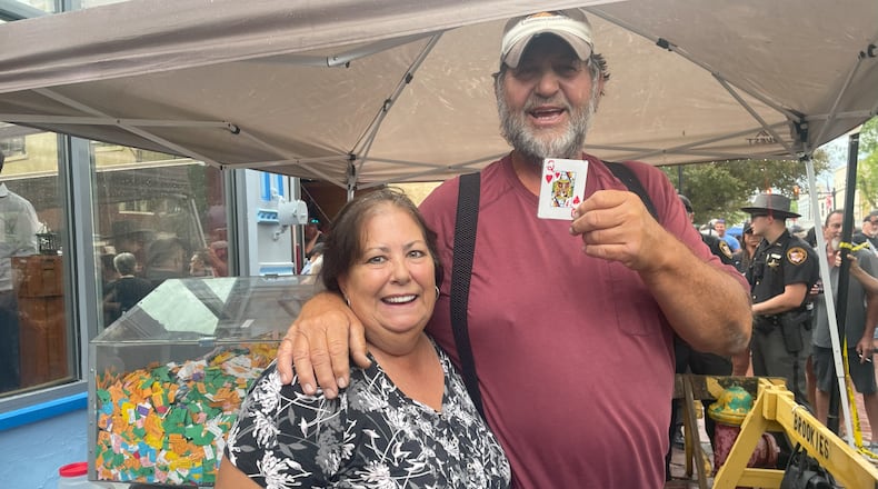 Ronnie Lang, 69, right, from Georgetown, Ohio, was the winner of the Brookie's Bar weekly raffle. He spent decades as a tobacco farmer before working the past four years as a maintenance man. Lang said he plans to retire after winning the money. WCPO/CONTRIBUTED