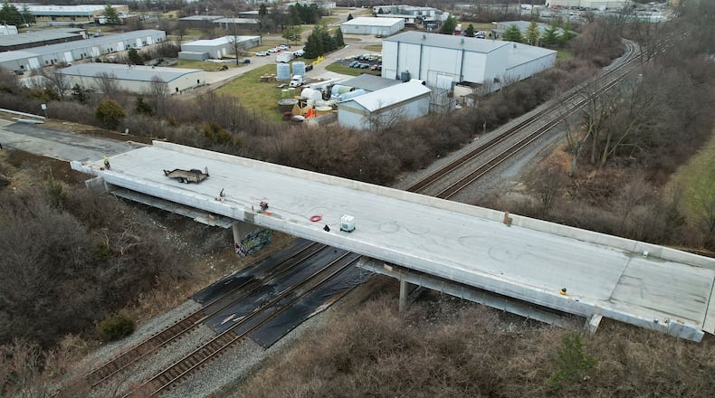 The city of Hamilton said the Bilstein Bridge rehabilitation project will be closed until mid-April and then from mid-April until June, traffic would be able to cross but lane restrictions will be put in place, according to the city. Pictured is the bridge rehabilitation project on Wednesday, March 5, 2025. NICK GRAHAM/STAFF