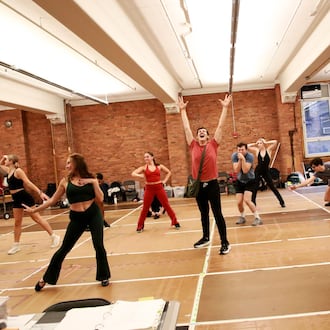 The cast of the new touring version of "Elf The Musical" preparing for its opening show on Saturday, Nov. 1 at the Clark State Performing Arts Center.