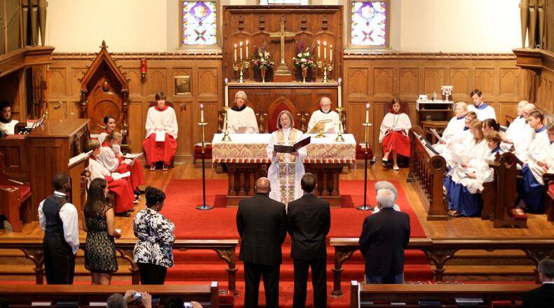 Rick Incorvati and his husband have their union blessed in 2013 at Christ Episcopal Church in Springfield where Incorvati is now a deacon. They married that same year in New York but the marriage wasn’t recognized in Ohio until last year’s U.S. Supreme Court decision. SUBMITTED