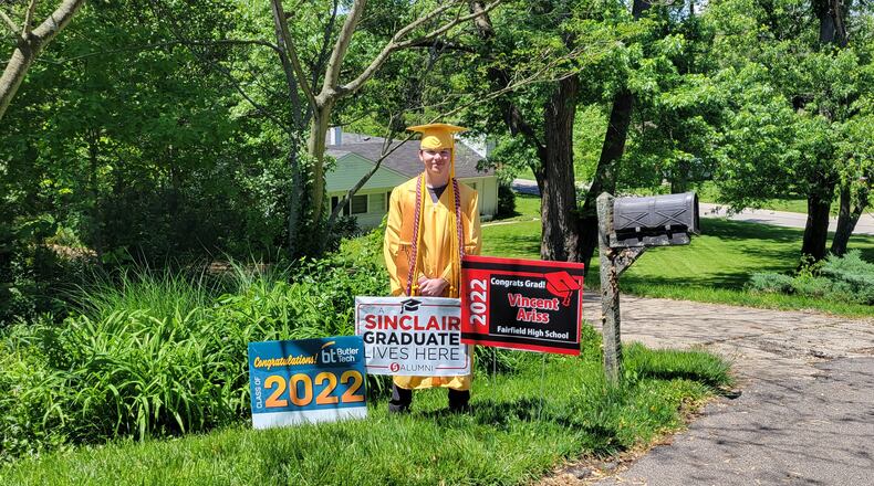 As Fairfield High School senior Vincent Ariss walks on to the commencement stage later this month to accept his high school diploma, he will be doing so having already earned an associate degree from Sinclair Community College. Ariss is part of a rare handful of high school graduates this spring who achieved graduation credits for their school and a tuition-free, two-year college degrees simultaneously. (Contributed Photo\Journal-News)