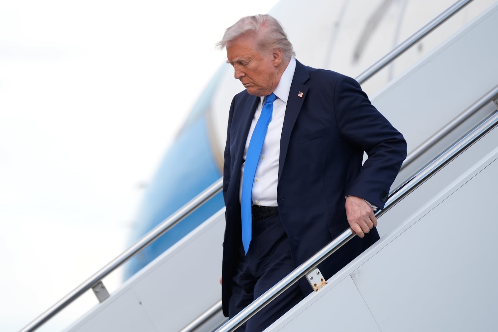 President Donald Trump arrives at Tuscaloosa National Airport, Thursday, May 1, 2025, in Tuscaloosa, Ala. (AP Photo/Manuel Balce Ceneta)