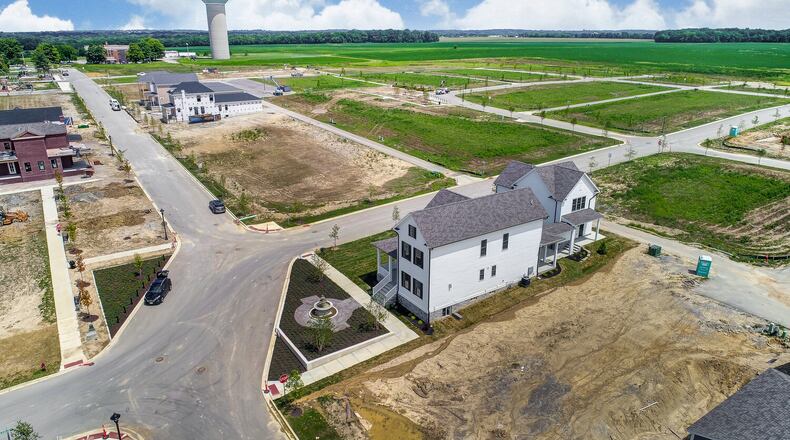 The first of 4,500 homes to be built on 1,200 acres outside Lebanon is up for sale.
The Union Village water tower is in the background.