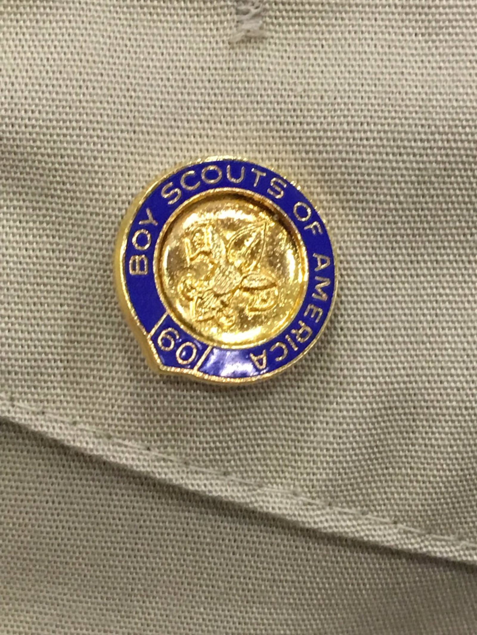 Lee Dennis, 75, of Madison Twp., received this 60-year Service Pin Tuesday night during a ceremony for Boy Scout Troop 18 at First Baptist Church. The pin used to belong to Everett Sherron, a longtime Scout leader who died last year. 