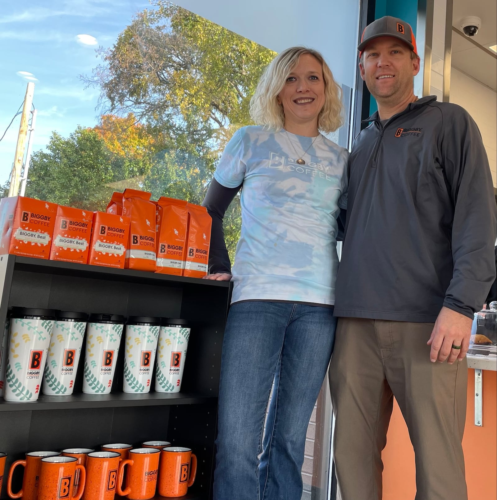 Biggby Coffee franchisees Dustin and Amy Hepburn opened their fourth coffee shop, their second in Hamilton, at 1440 Haldimand Ave. on Tuesday, Oct. 11, 2022. MICHAEL D. PITMAN/STAFF