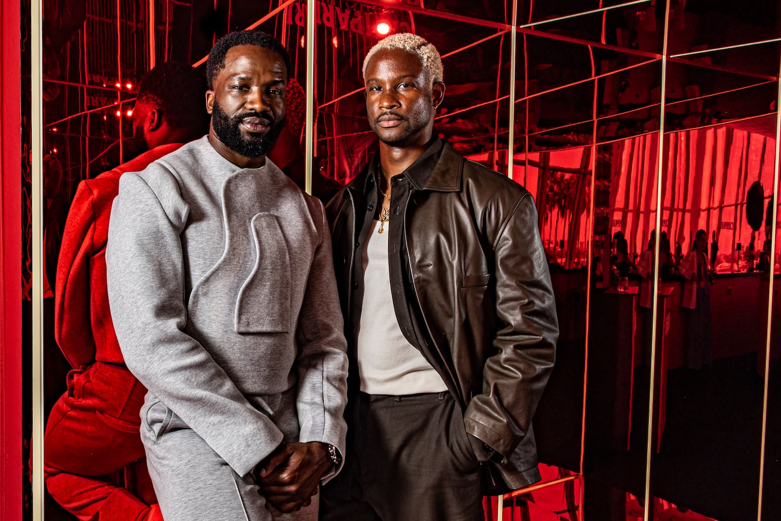 Sope Dirisu, left, and director Akinola Davies Jr. pose for a portrait photograph for the film 'My Father's Shadow' at the 78th international film festival, Cannes, southern France, Monday, May 19, 2025. (Photo by Joel C Ryan/Invision/AP)