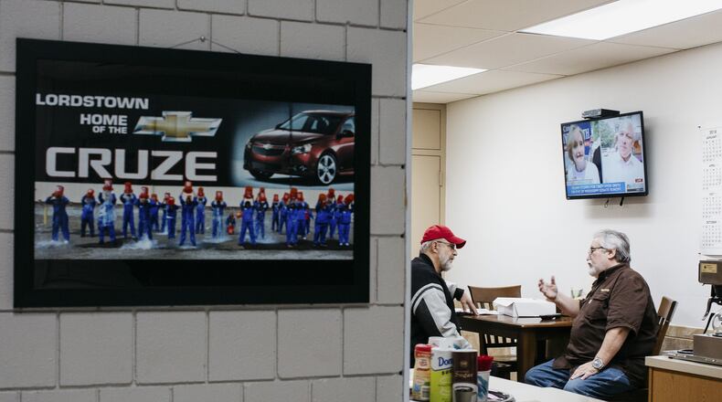 A break room at the United Automobile Workers Local 1112 office in Warren, Ohio, near the General Motors plant in Lordstown, Nov. 27, 2018. In a region where the president vowed that manufacturing jobs were coming back, the idling of a Chevrolet plant and its 1,600 workers is a major blow. (Allison Farrand/The New York Times)