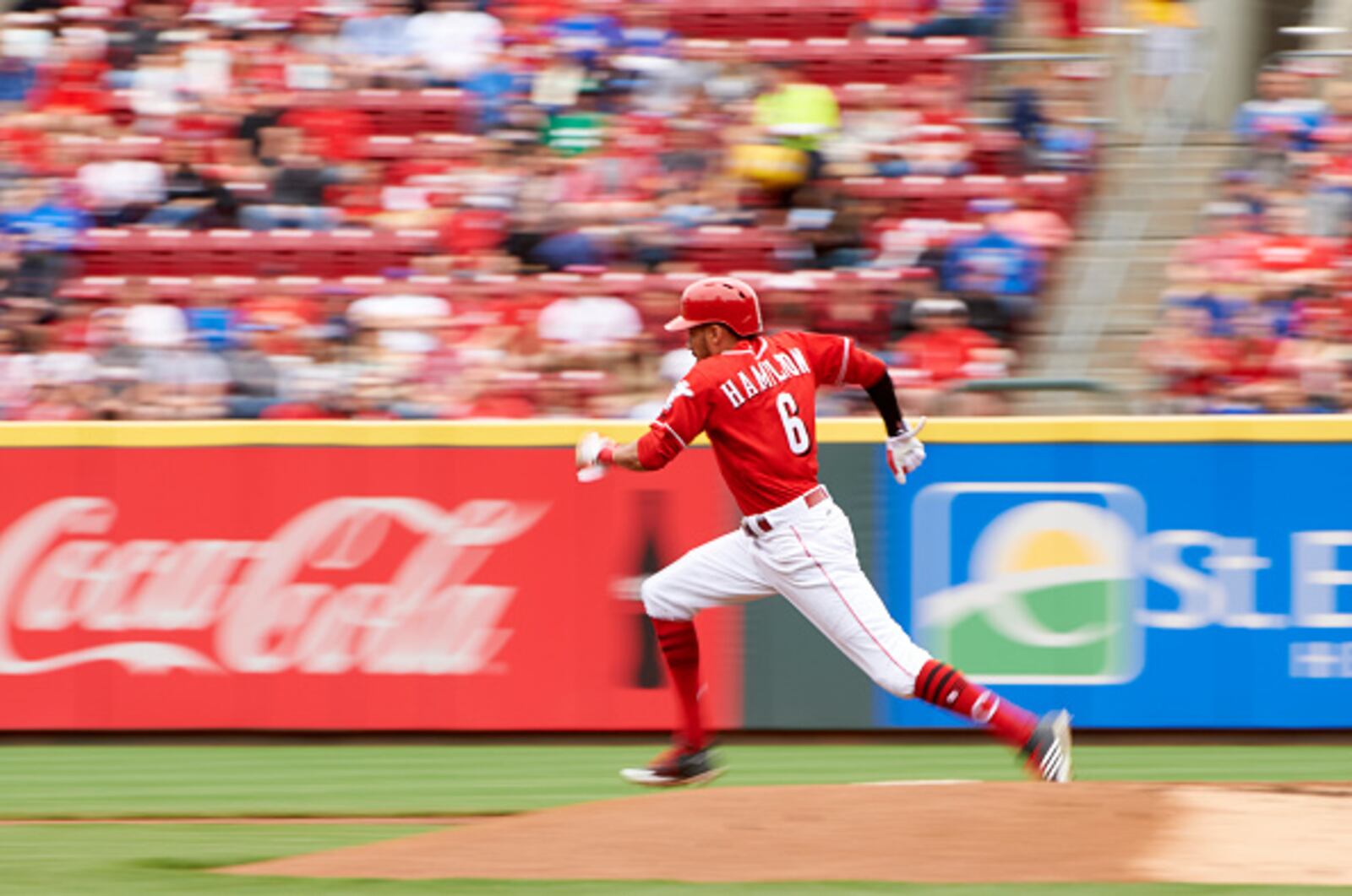Baseball: Cincinnati Reds Billy Hamilton (6) in action, running bases vs Chicago Cubs at Great American Ball Park. Cincinnati, OH 4/23/2017 CREDIT: Fred Vuich (Photo by Fred Vuich /Sports Illustrated/Getty Images) (Set Number: SI819 TK2 )