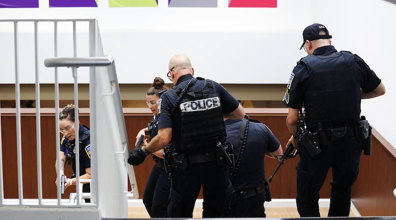 In this file photo, Middletown City Schools and Middletown Division of Police went through active shooter training scenarios Aug. 1, 2022 at Middletown High School. Simulated rounds were used to by those participating. NICK GRAHAM/STAFF