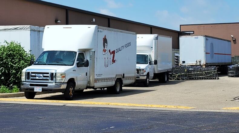 Kroger on Yankee Road in Liberty Township closed and had multiple refrigerated trucks parks outside keeping items cool while their power was out Tuesday, June 14 after a storm caused damage and power outages throughout the area Monday. NICK GRAHAM/STAFF