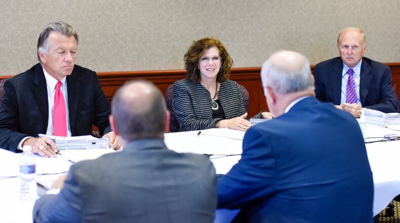 Butler County Commissioners T.C. Rogers, left, Cindy Carpenter and Don Dixon are in the process of finding a new county administrator after the retirement of Charlie Young. NICK GRAHAM/STAFF