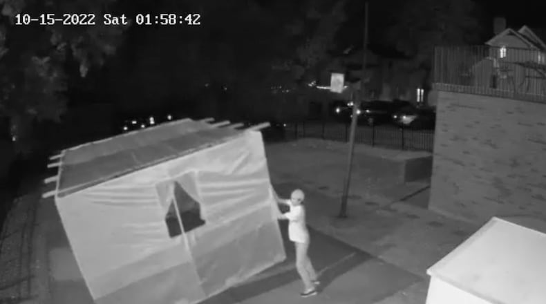 A screenshot from the video from Hillel’s security cameras were shared with Oxford Police. CONTRIBUTED/HILLEL