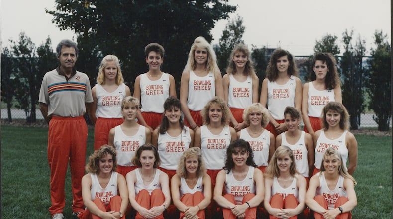 Coach Steve Price, far left, is pictured with the Bowling Green cross country team. Photo courtesy of Bowling Green State University