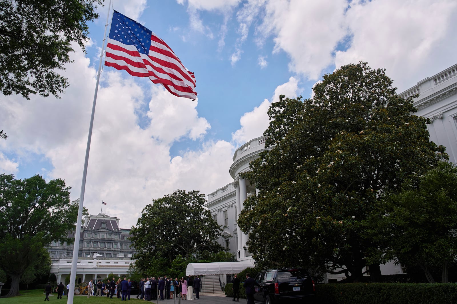 A new flag pole on the South Lawn of the White House, Wednesday, June 18, 2025, in Washington. (AP Photo/Evan Vucci)