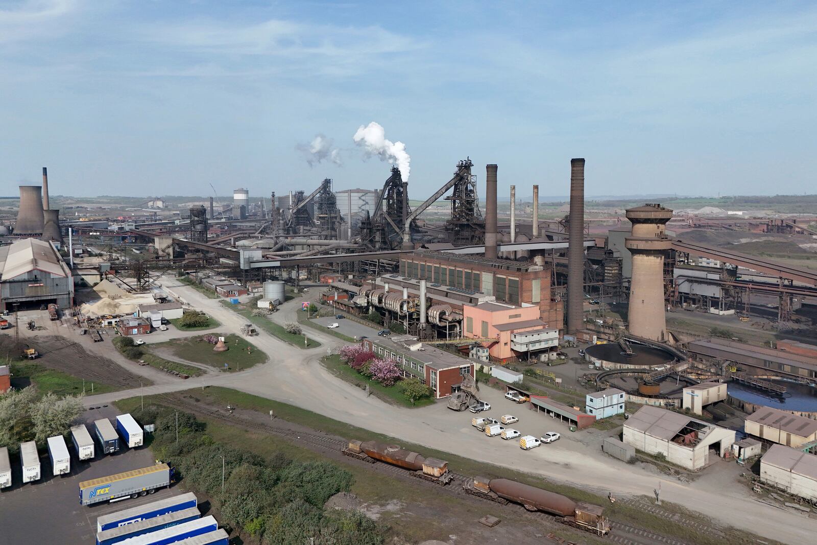 The British Steel works in Scunthorpe, North Lincolnshire, Saturday April 12, 2025. (Peter Byrne/PA via AP)