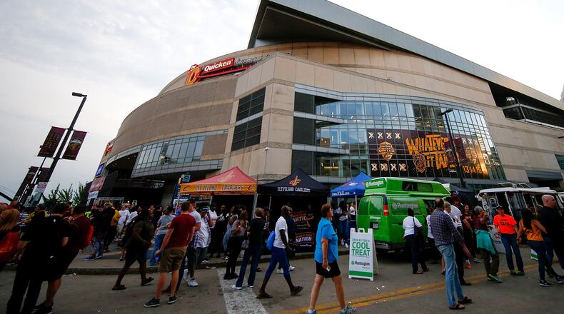 CLEVELAND, OH - JUNE 08: A general view of the outside of Quicken Loans Arena prior to Game Four of the 2018 NBA Finals between the Cleveland Cavaliers and the Golden State Warriors at on June 8, 2018 in Cleveland, Ohio. NOTE TO USER: User expressly acknowledges and agrees that, by downloading and or using this photograph, User is consenting to the terms and conditions of the Getty Images License Agreement. (Photo by Justin K. Aller/Getty Images)