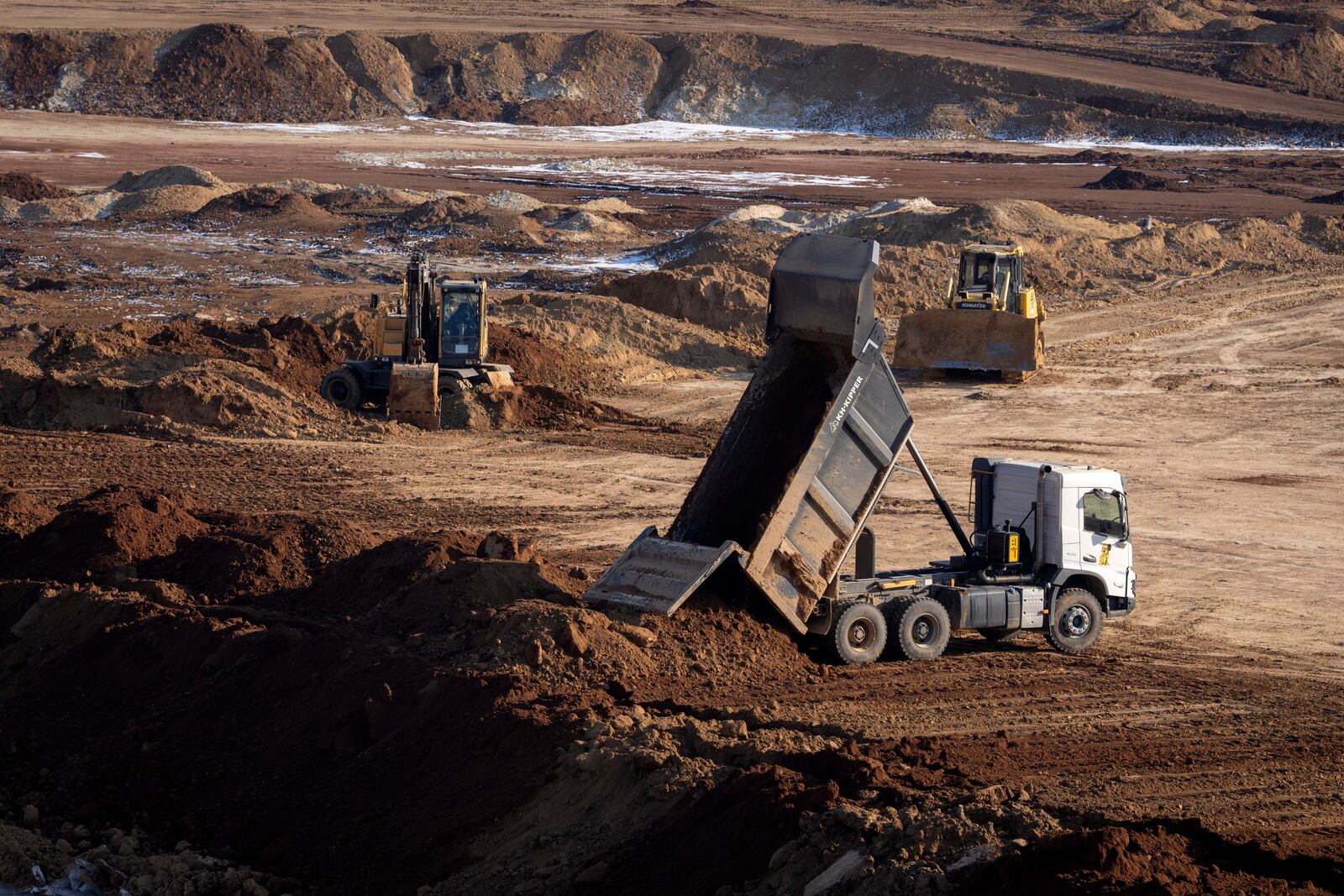 FILE - A view of an ilmenite open pit mine in a canyon in the central region of Kirovohrad, Ukraine, Feb. 12, 2025. (AP Photo/Efrem Lukatsky, file)