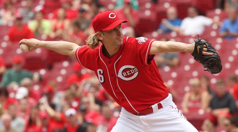 Reds starter Bronson Arroyo pitches against the Rockies on Sunday, May 21, 2017, at Great American Ball Park in Cincinnati. David Jablonski/Staff