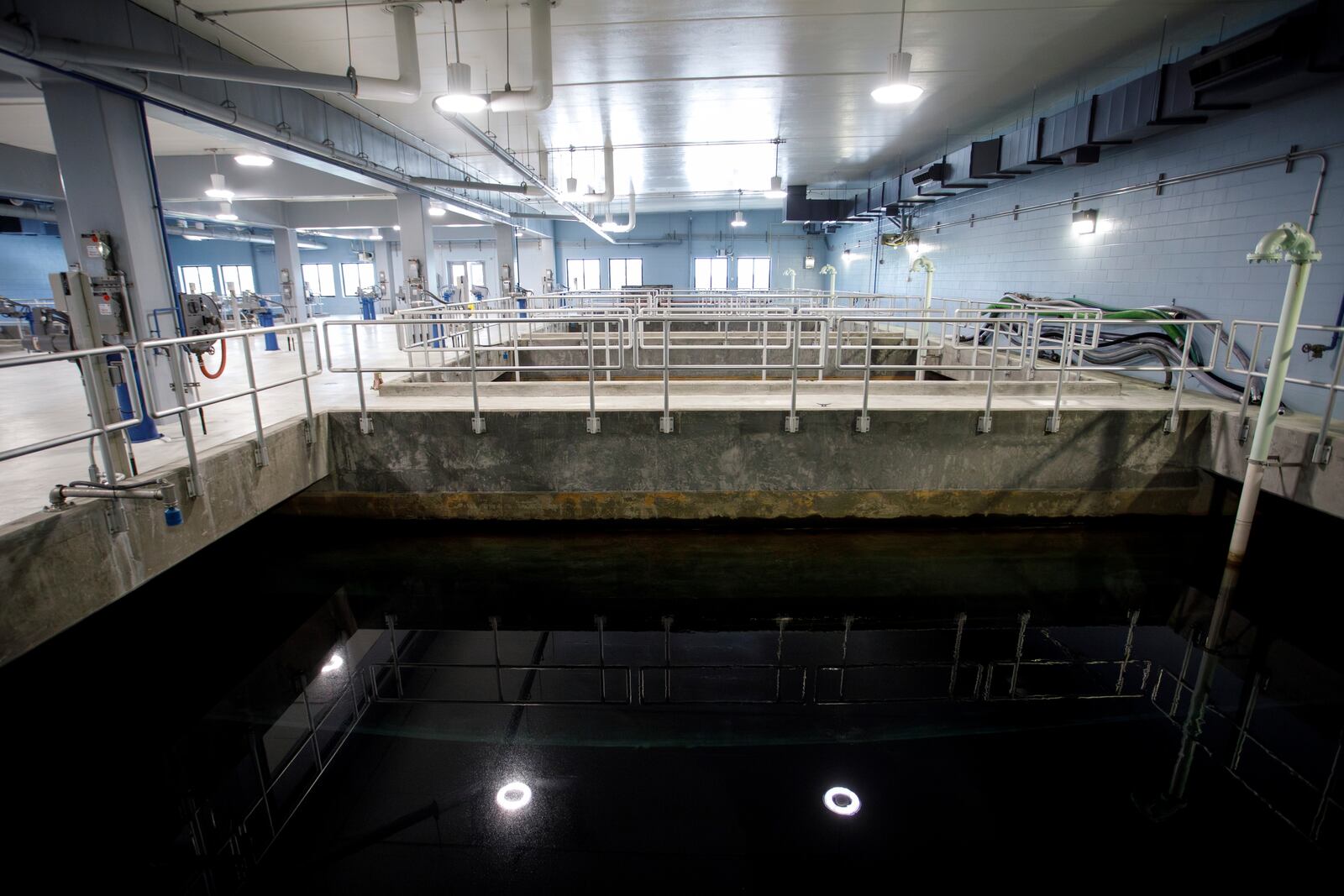 Water is processed through carbon filters inside large reservoirs designed to remove a forever chemical, known as PFAS at the Sweeney Water Treatment Plant in Wilmington, N.C., Monday, April 28, 2025. (AP Photo/Ben McKeown)