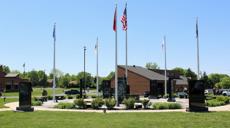 Two additional monuments were added to Fairfield Twp.'s Veteran's Memorial in time for the May 17 Armed Forces and Memorial Day observance in Heroes Park. The two monuments lead to the playground behind the memorial. Credit: Sue Kiesewetter