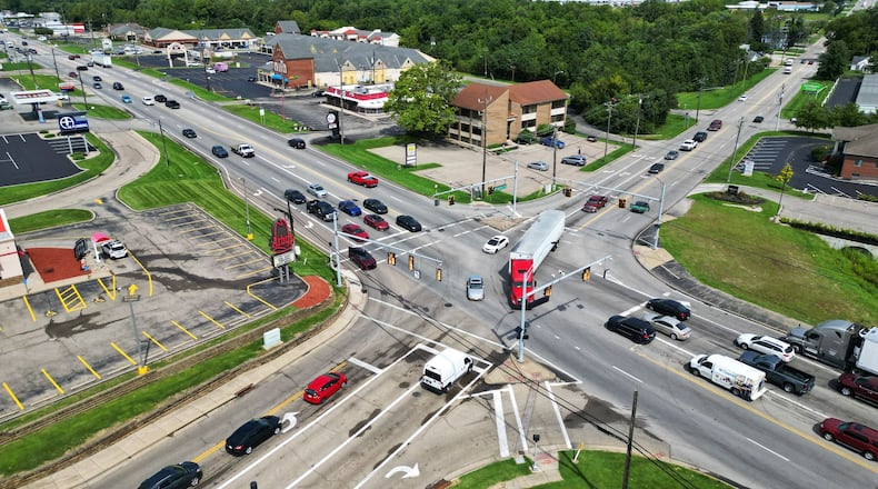 Fairfield City Council is seeking funding from ODOT for the Ohio 4/Seward Road Improvement Project, which would include some work on Ohio 4 and significant work along Seward Road between Ohio 4 and Fairfield Business Drive. It would lengthen the southbound right-turn lane onto Seward (in front of the Arby’s) and widening part of Seward to allow a dedicated double left turn onto southbound Ohio 4 and access management of existing drive openings. NICK GRAHAM/STAFF