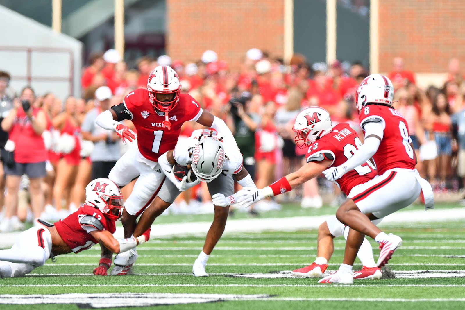 The Miami football team fell to UNLV 41-38 on Saturday afternoon at Yager Stadium. KYLE HENDRIX / CONTRIBUTED