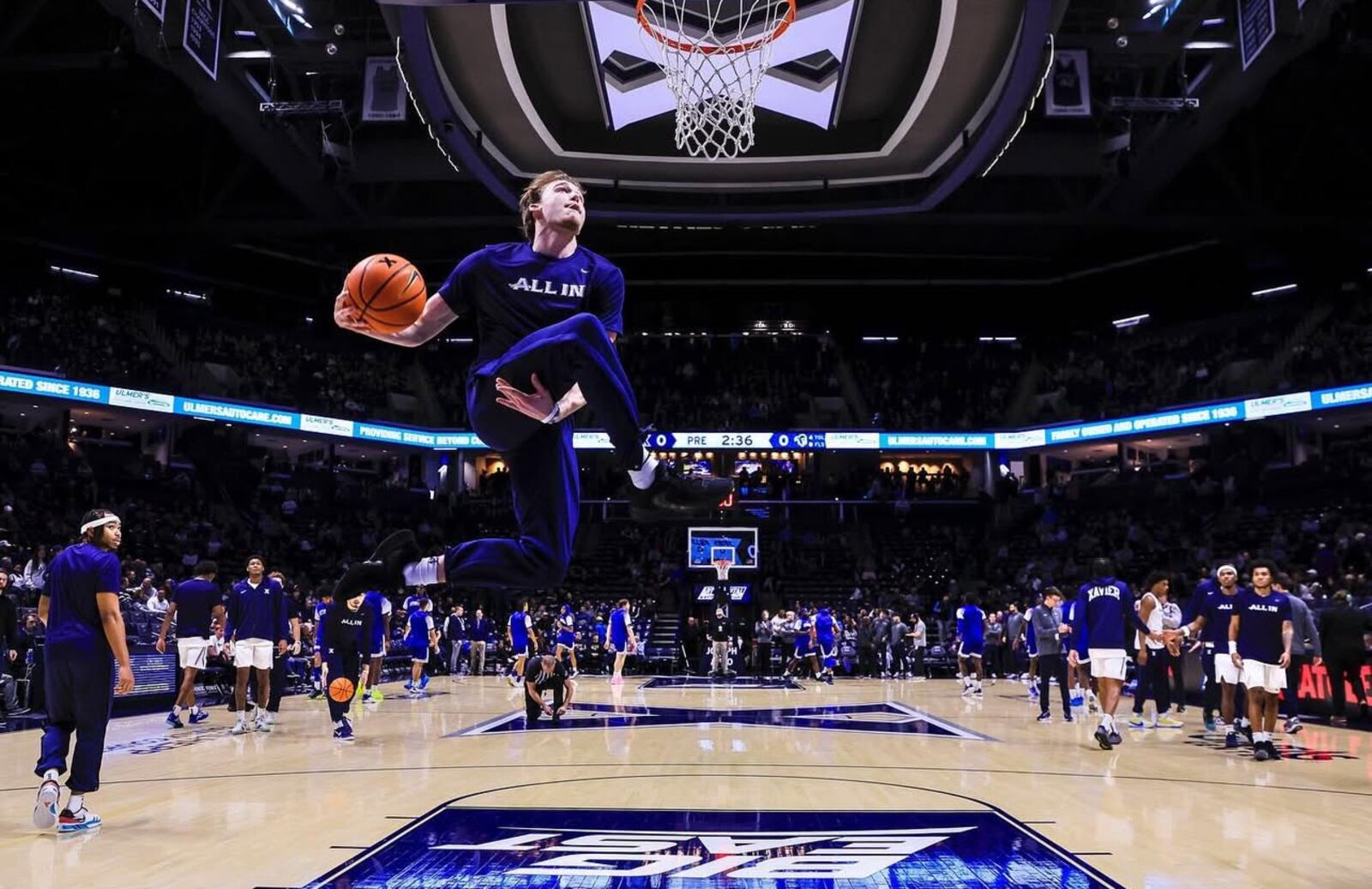 Xavier's Ian Sabourin warms up before a game earlier this season. CONTRIBUTED PHOTO