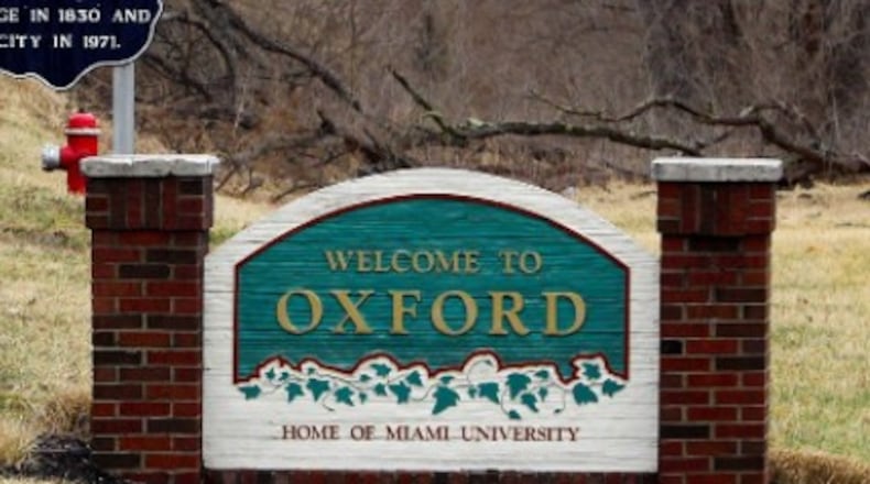 The City of Oxford, Ohio's signage. FILE