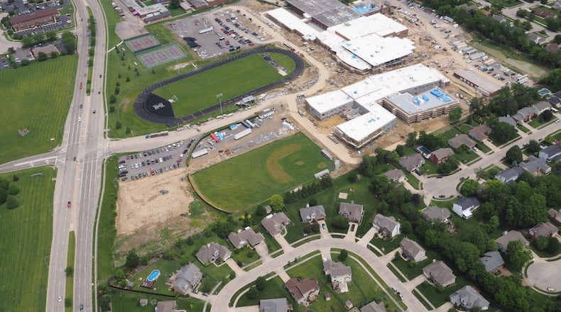 New aerial photos reveal the transformative scope of the $96 million Middletown High School campus construction project. A new middle school will be adjacent to an expanded and renovated high school. All work is scheduled to be completed in 2018. CONTRIBUTED