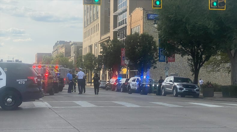 Police are seen Thursday, Sept. 21, 2023 on High Street in Hamilton following the chase of an allegedly stolen vehicle that came this way from Indiana. DAN ACTON/CONTRIBUTED